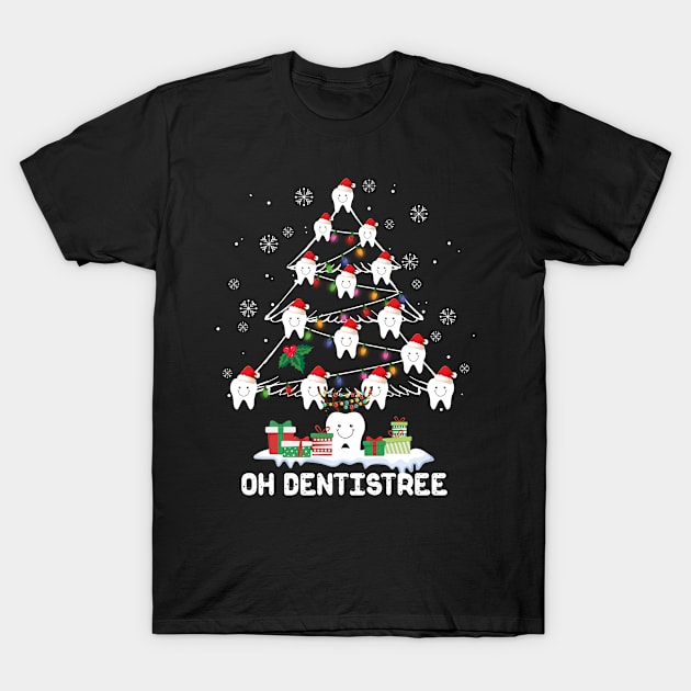 Oh Dentistree Funny Christmas Tree Dental Hygiene Xmas Gift T-Shirt by paynegabriel